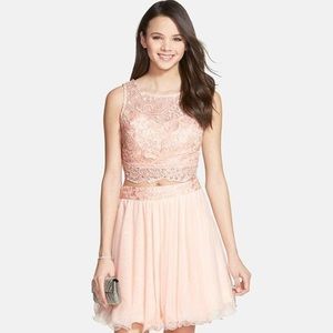 Pink two piece formal prom graduation mini dress